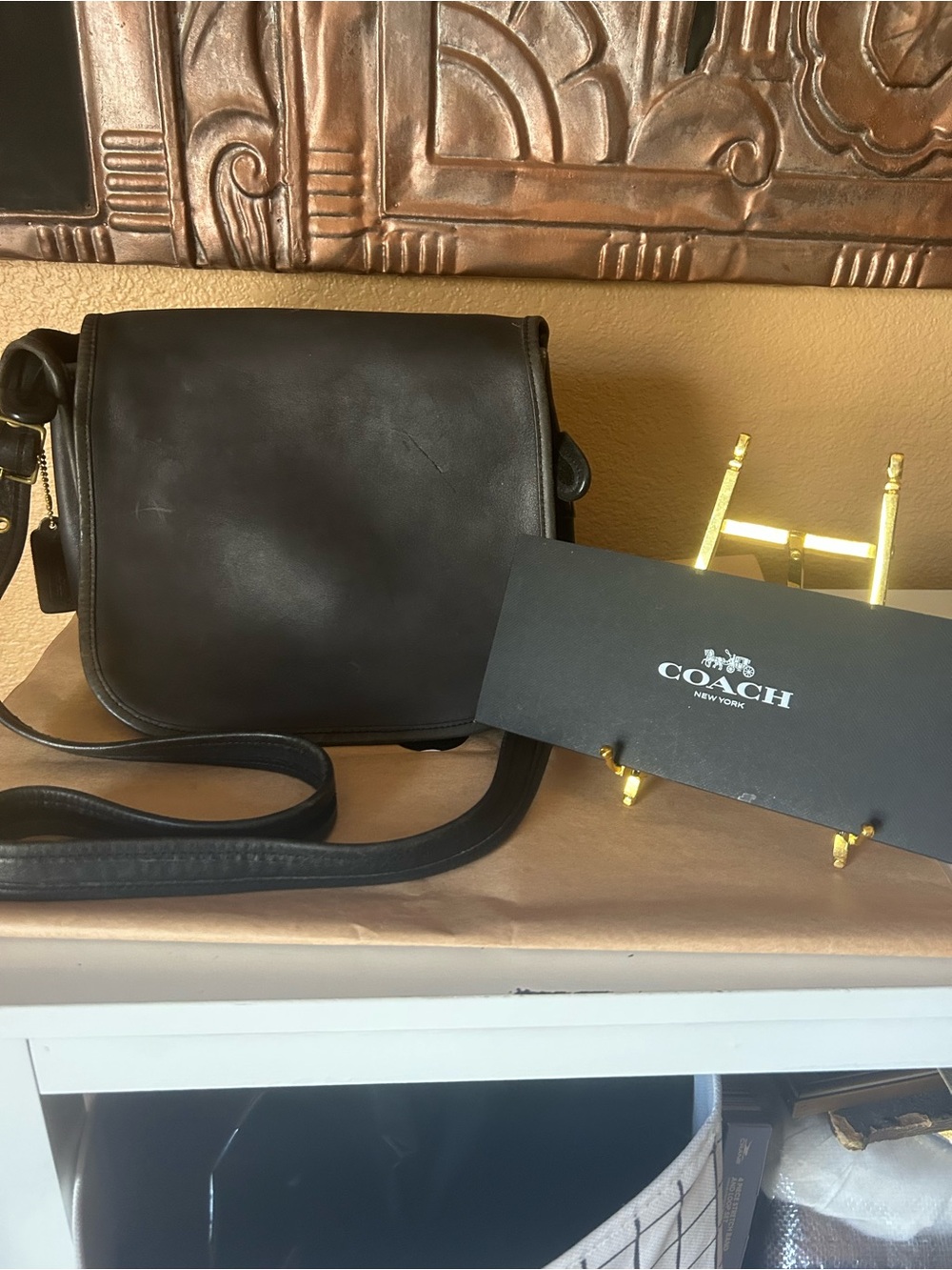 Vintage 1970’s Coach Black Leather Crossbody Bag Authenicated!